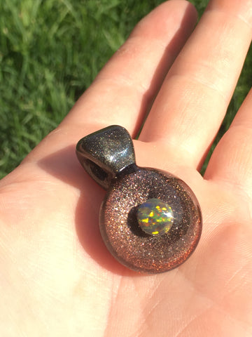 Black Rainbow Opal Pendant
