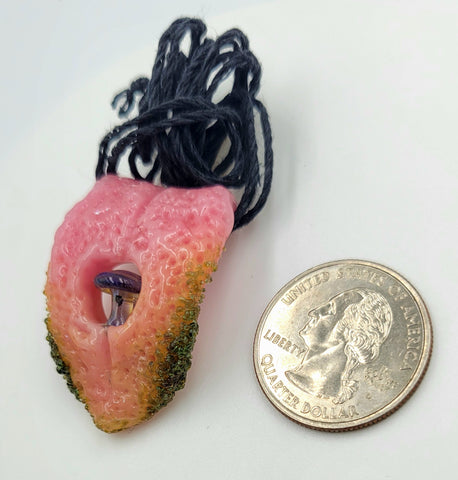 Tongue Pendant - Purple Mossy Mushroom