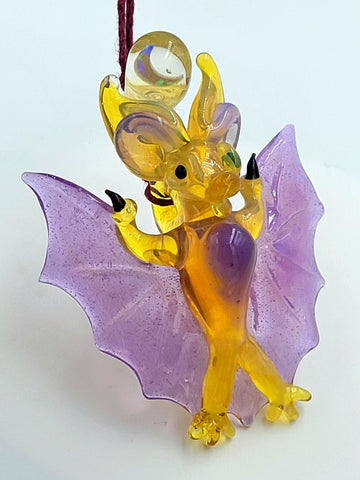 Bat Pendant - Moon Opal, Yellow & Purple