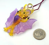 Bat Pendant - Moon Opal, Yellow & Purple