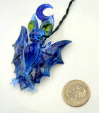 Bat Pendant - Marbled Blue + Moon