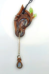 Elf Ear Pendant - Accessorized Opal, Chain, & Crystal in Marbled Brown