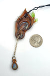 Elf Ear Pendant - Accessorized Opal, Chain, & Crystal in Marbled Brown