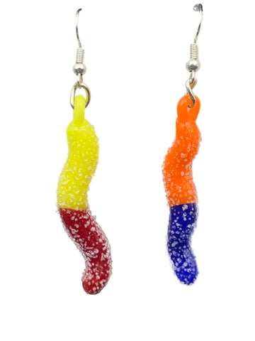Gummy Worm Glass Earrings