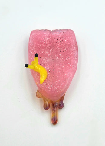 Yellow Slug On Dripping Tongue Pendant
