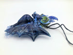 Blue Bat Pendant With Crescent Moon